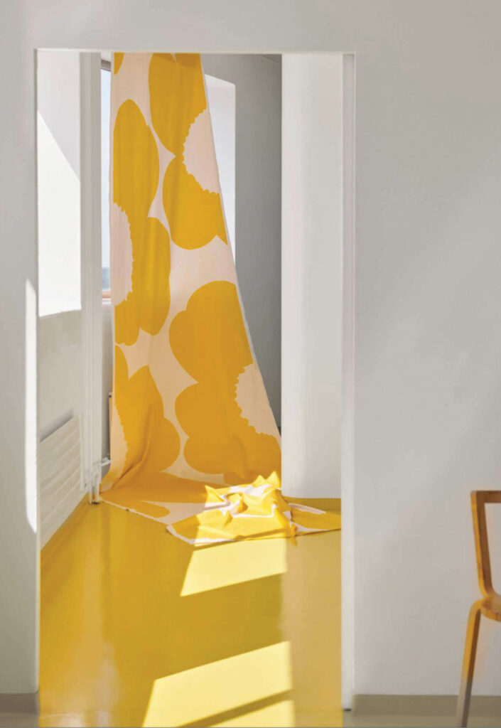 long yellow cloth representing Marimekko