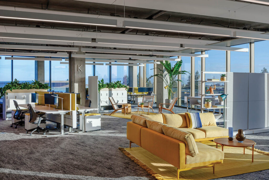 Intuit office floor with yellow couches