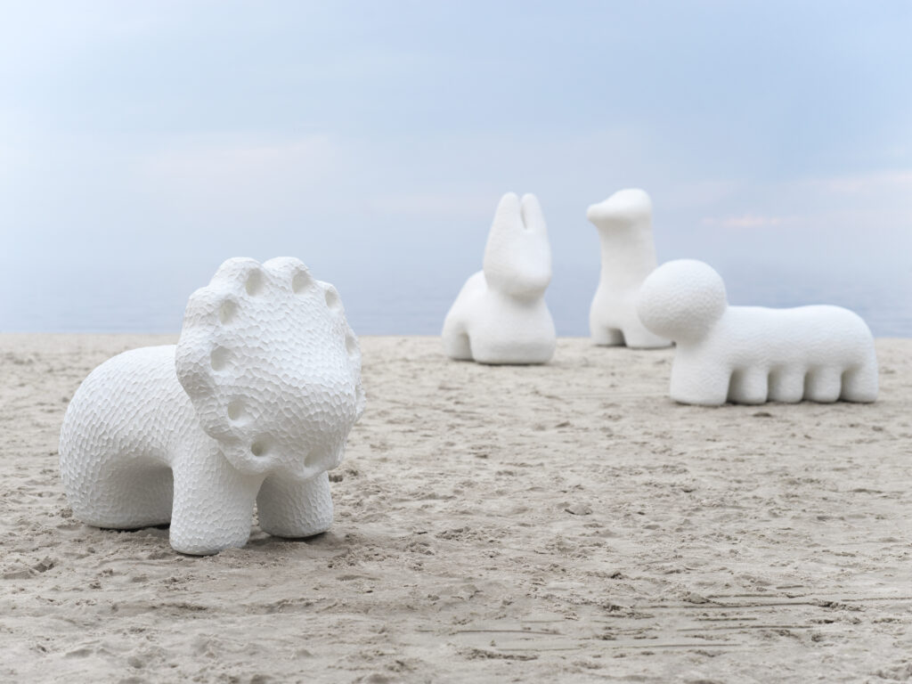 cloudlike animals on the beach