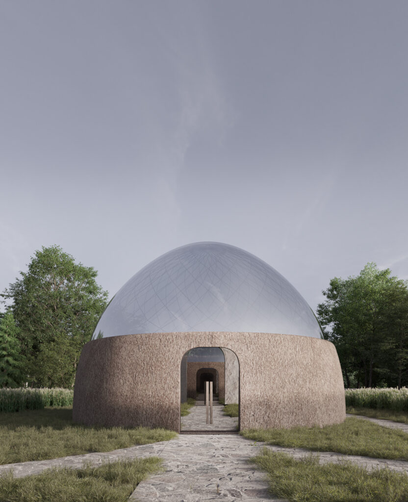 exterior of a museum with a domed top and surrounding trees